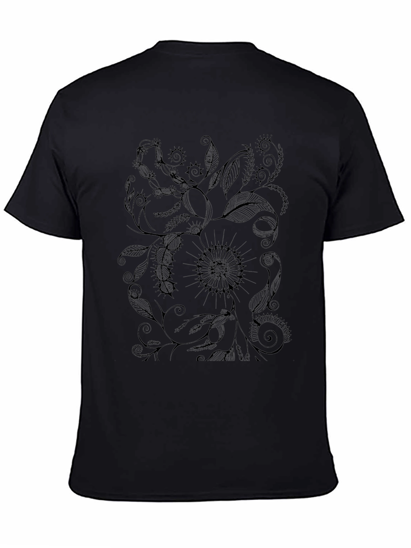 Floral Graphic Black T-Shirt - Unique Design