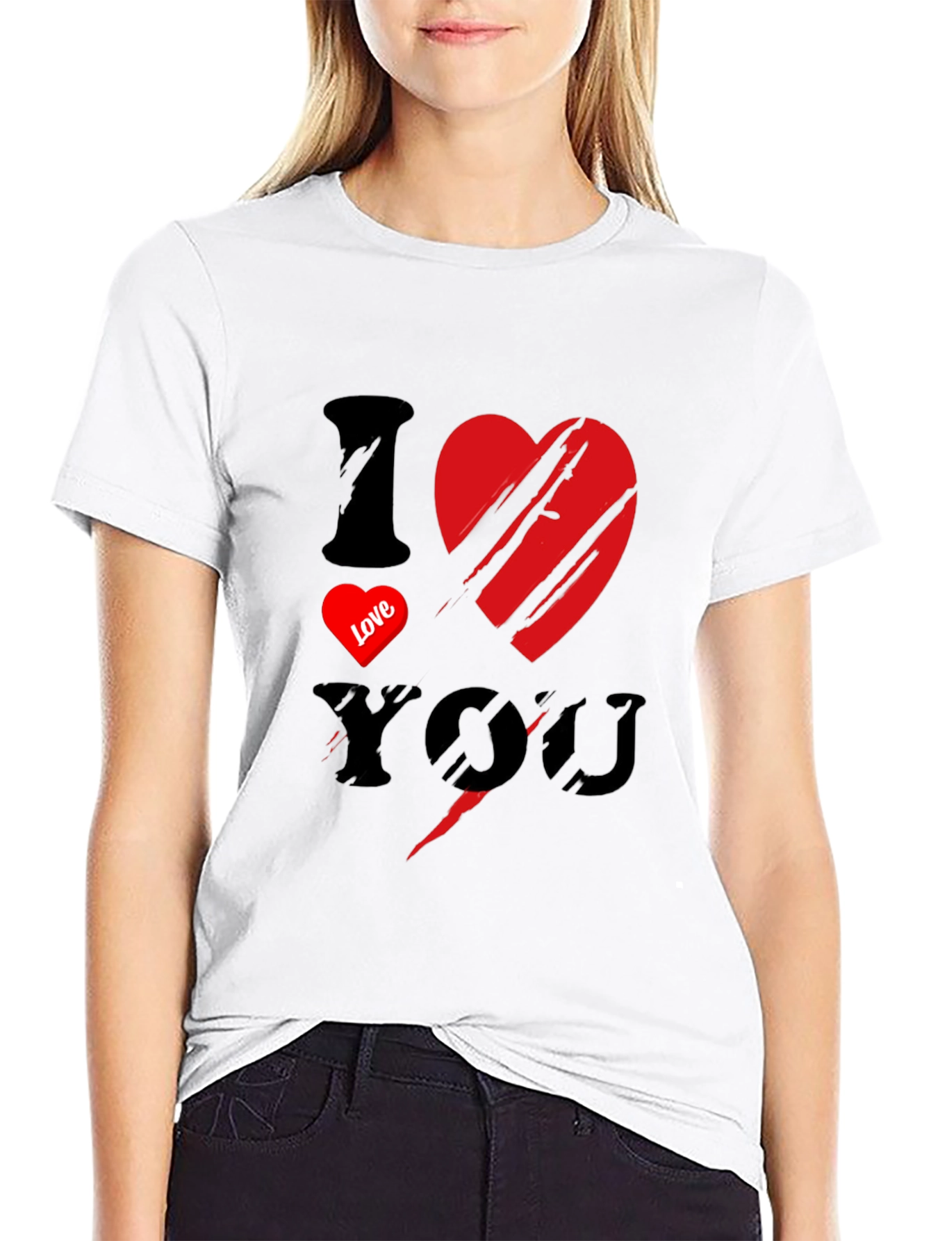 I Love You Graphic Print Mens Black T-Shirt