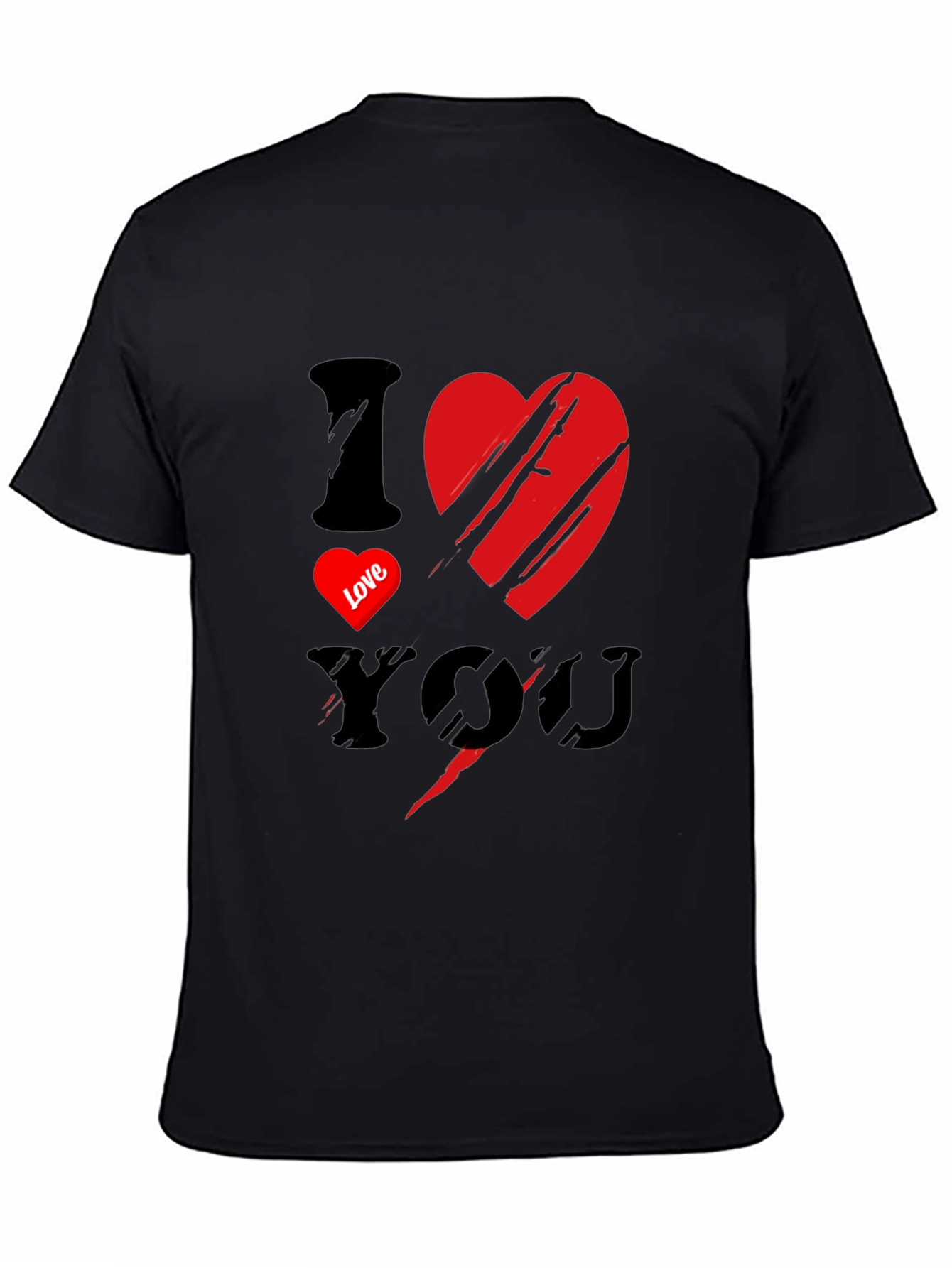 I Love You Graphic Print Mens Black T-Shirt