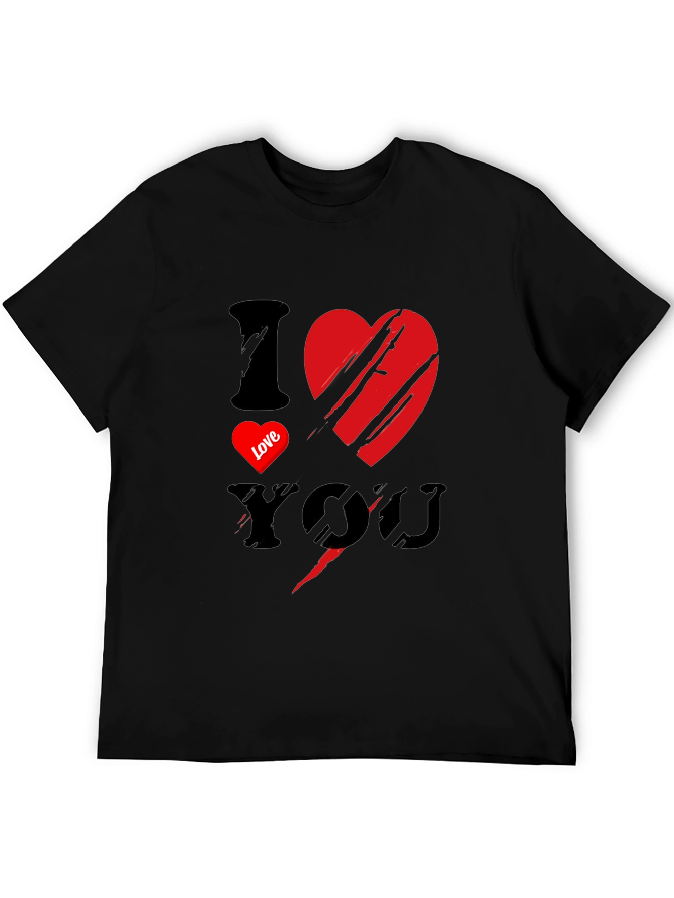 I Love You Graphic Print Mens Black T-Shirt