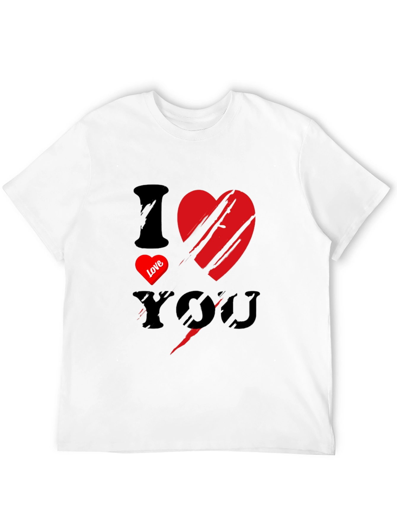 I Love You Graphic Print Mens Black T-Shirt