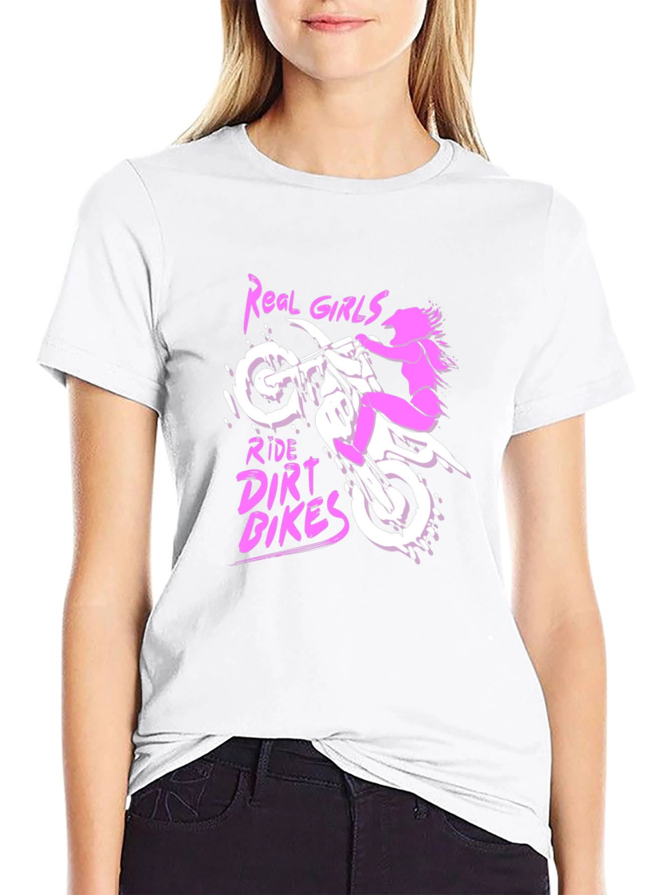 Real Girls Ride Dirt Bikes T-Shirt - Black