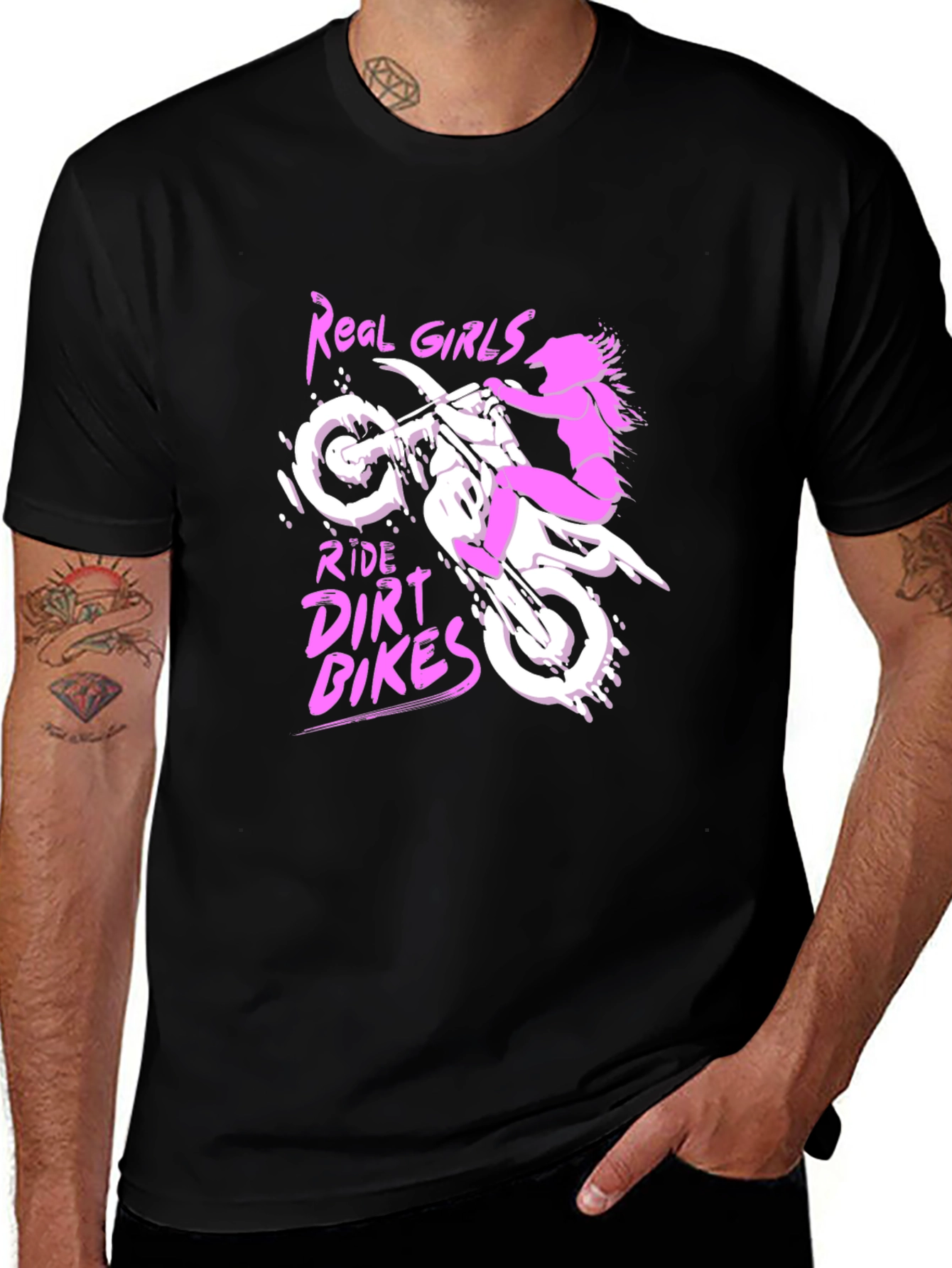 Real Girls Ride Dirt Bikes T-Shirt - Black