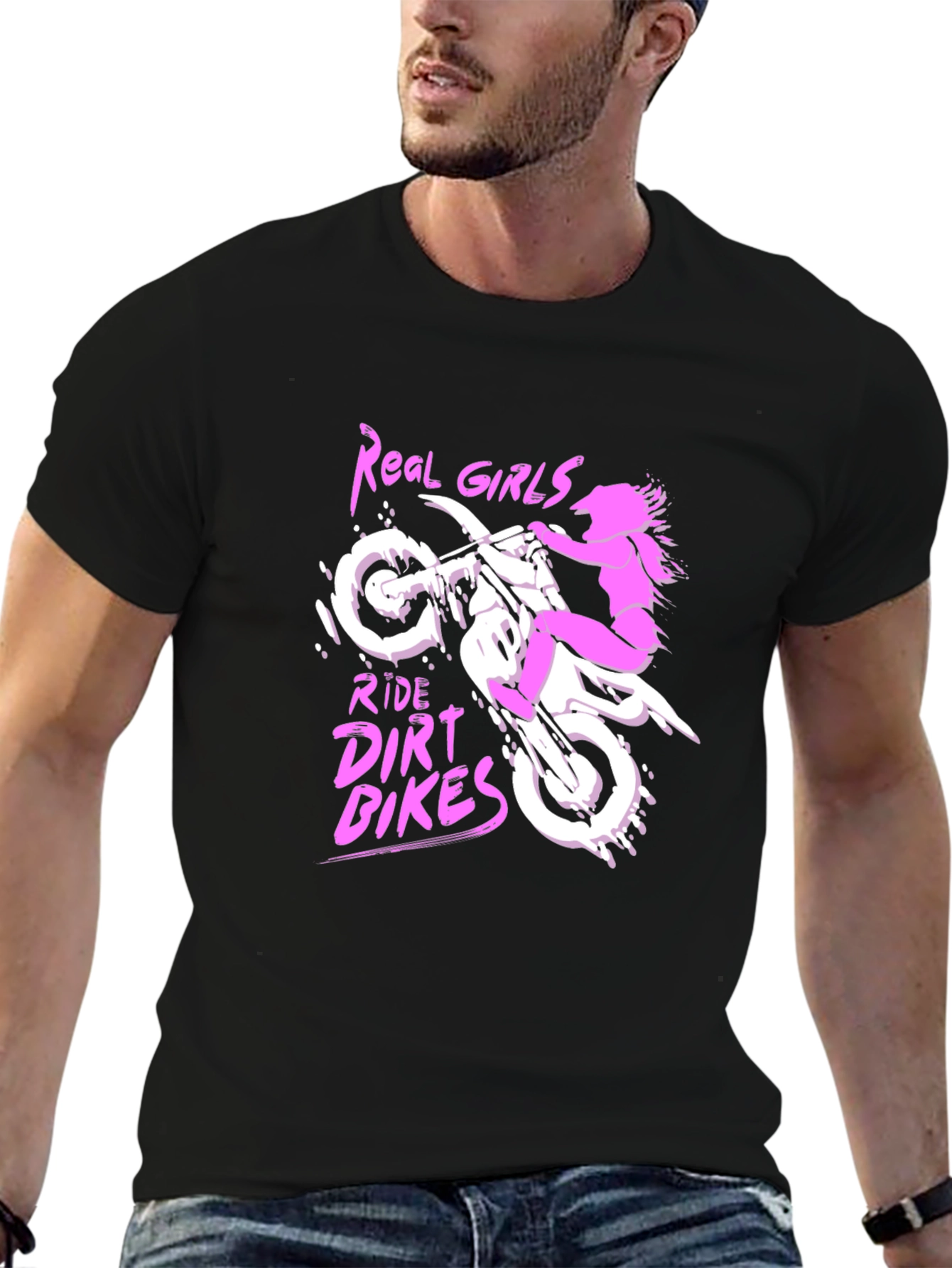 Real Girls Ride Dirt Bikes T-Shirt - Black