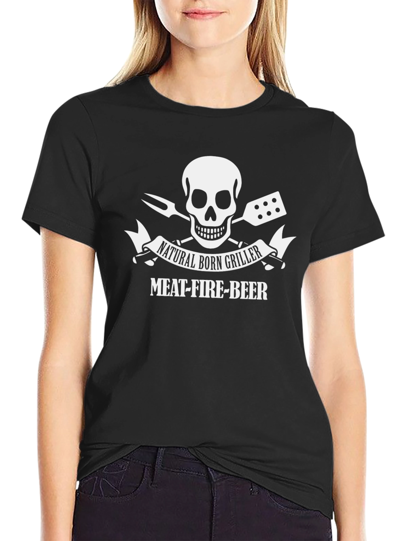 Natural Born Griller T-Shirt: Meat-Fire-Beer