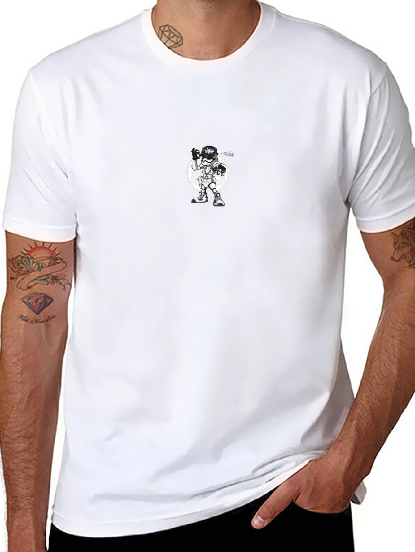 Graphic Black T-Shirt - Astronaut Design