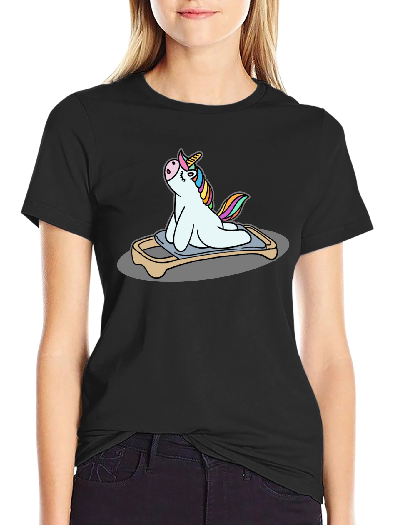 Unicorn Yoga Pose Black T-Shirt