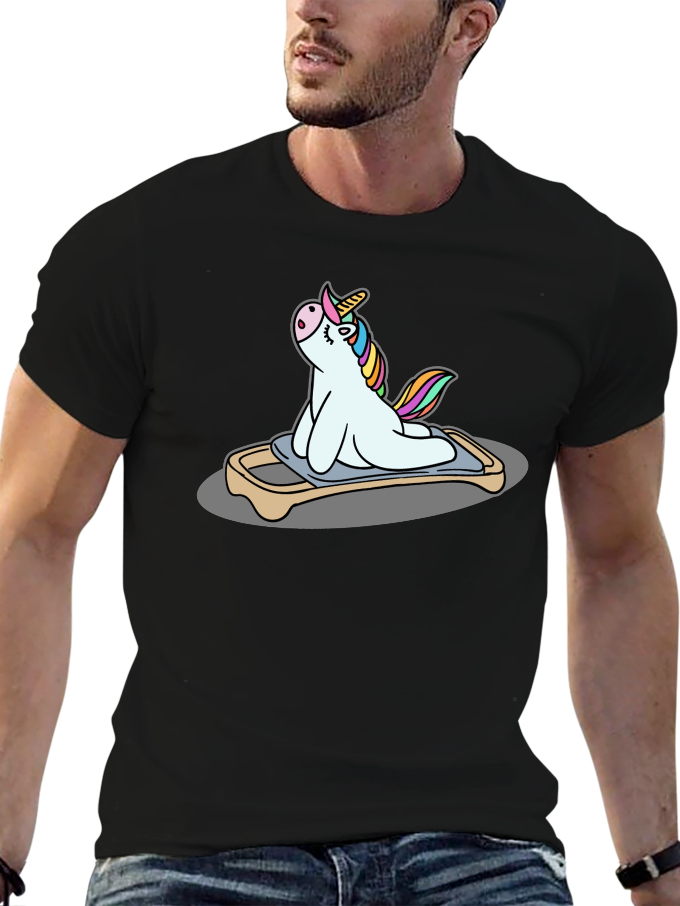 Unicorn Yoga Pose Black T-Shirt