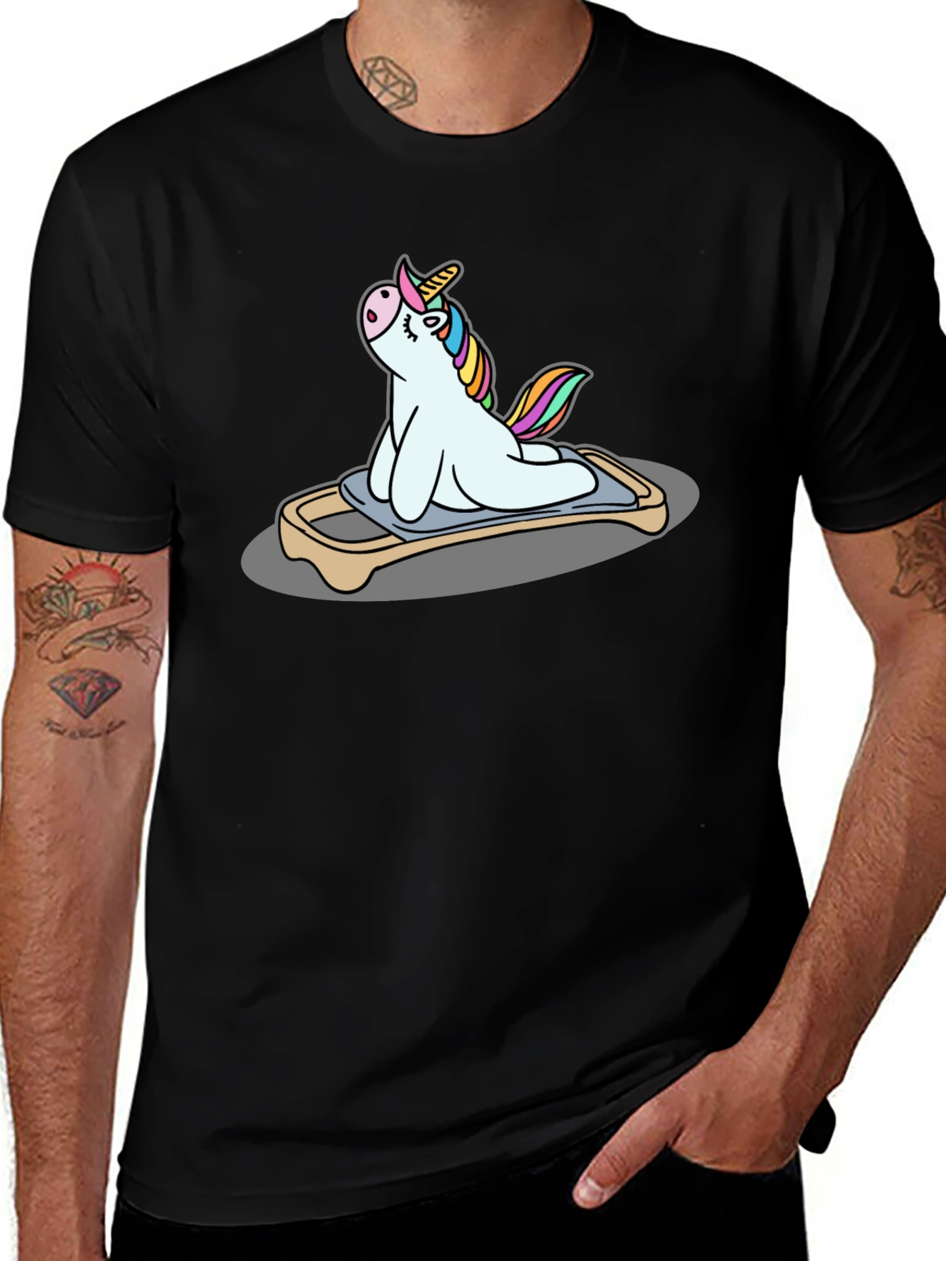 Unicorn Yoga Pose Black T-Shirt