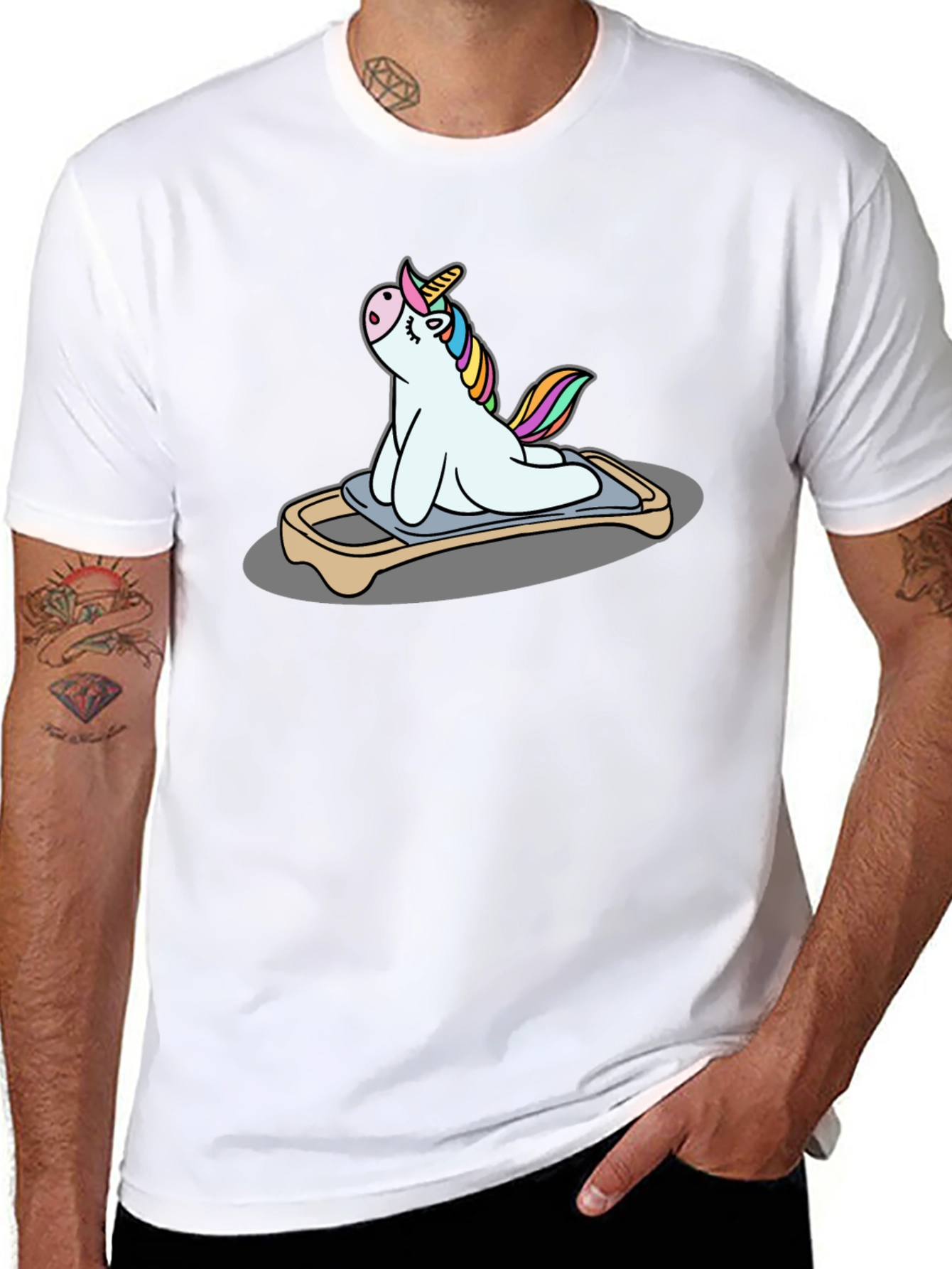 Unicorn Yoga Pose Black T-Shirt
