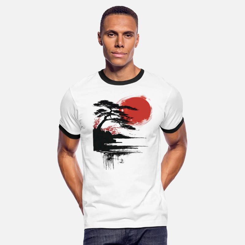 Japanese Landscape Red Moon Buddhism Aesthetic