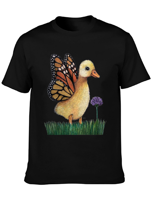 Duckling with Butterfly Wings Graphic Tee - Black