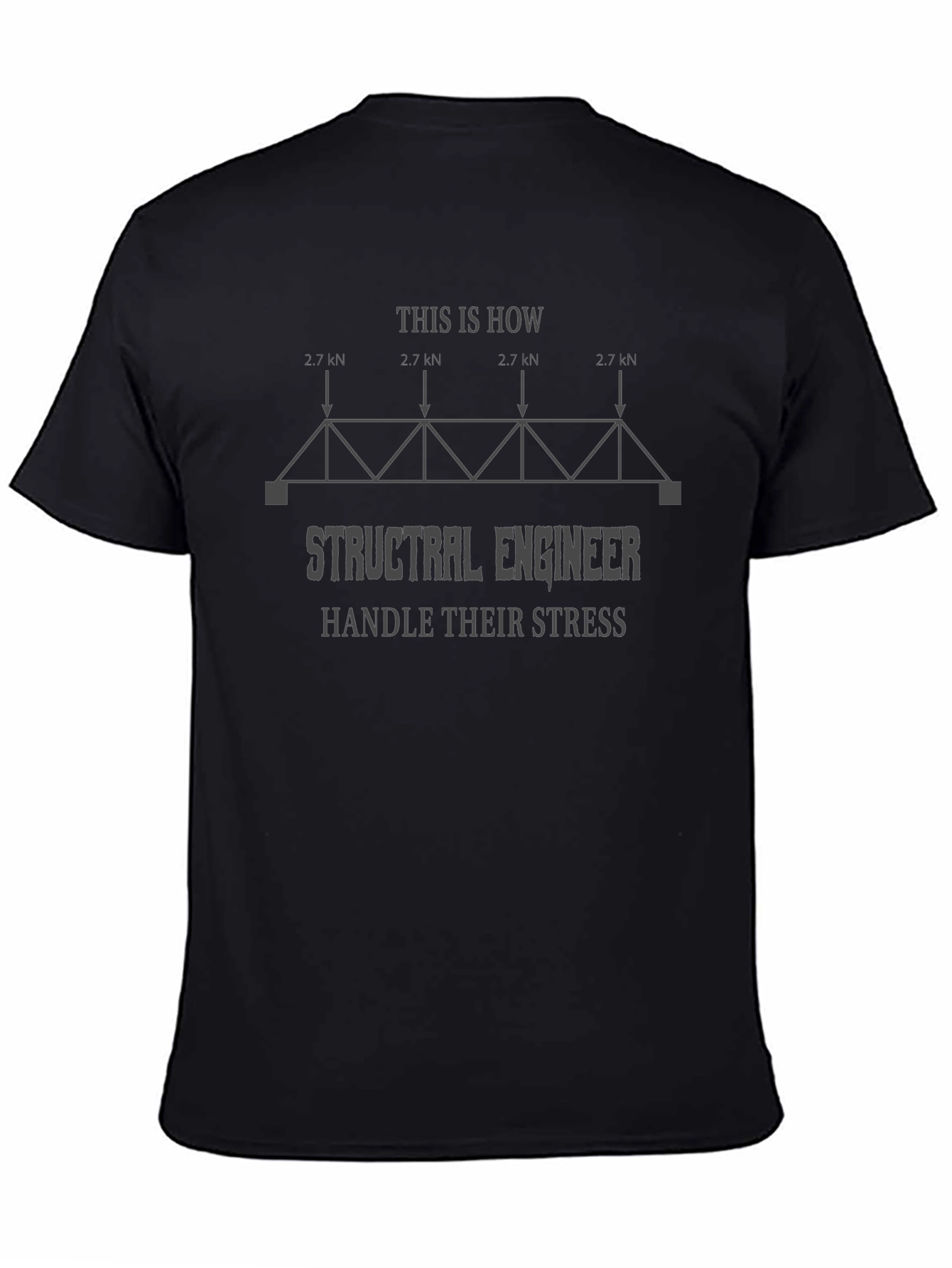 Structural Engineer Stress Handle Black T-Shirt