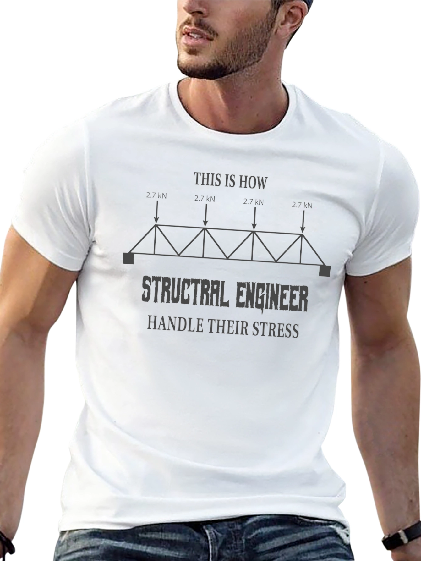 Structural Engineer Stress Handle Black T-Shirt