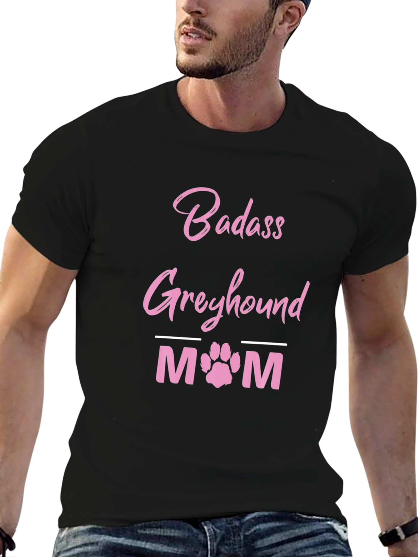 Badass Greyhound Mom Black T-Shirt