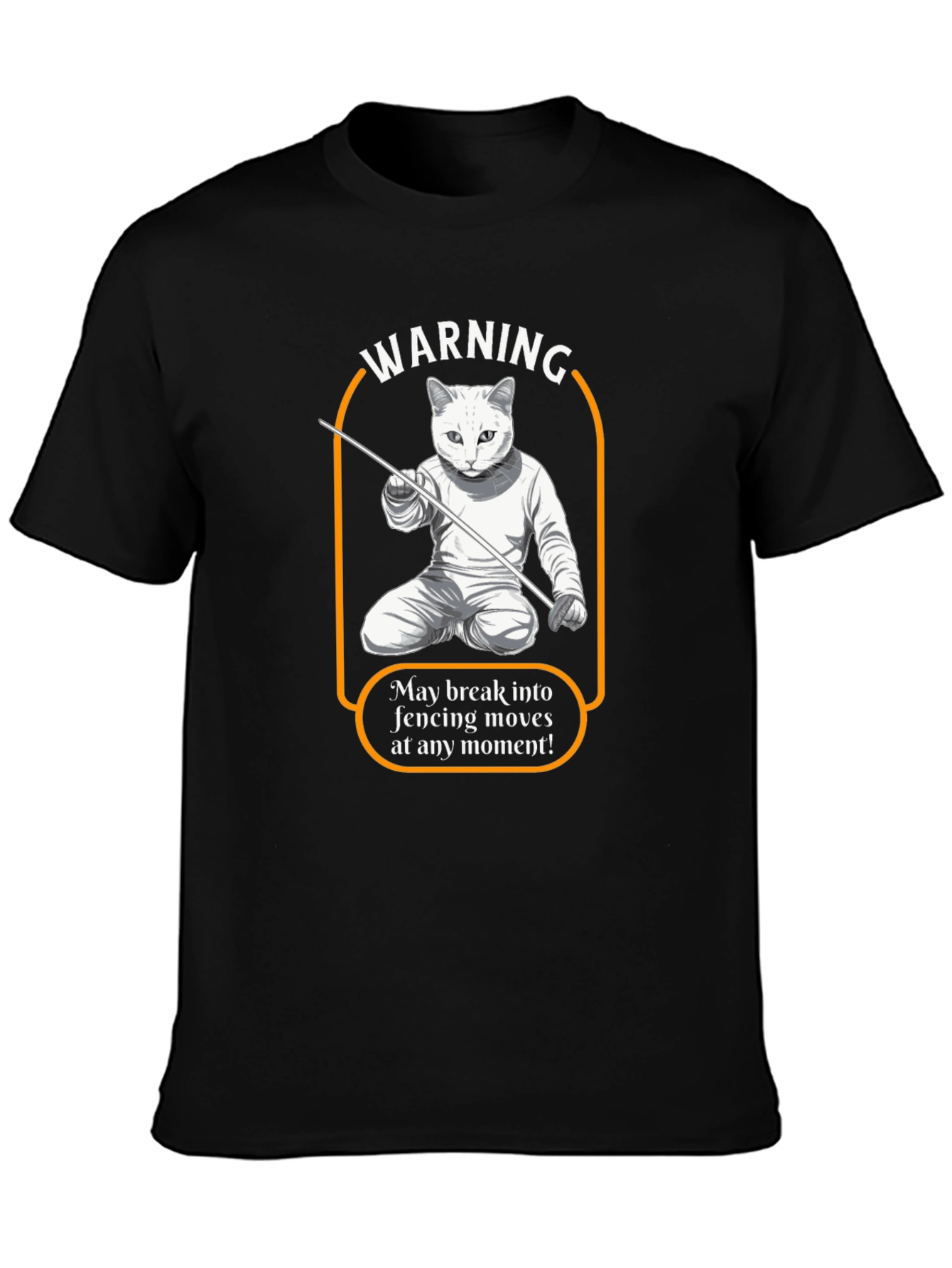 Warning Fencing Cat T-Shirt - Feline Fencing Master