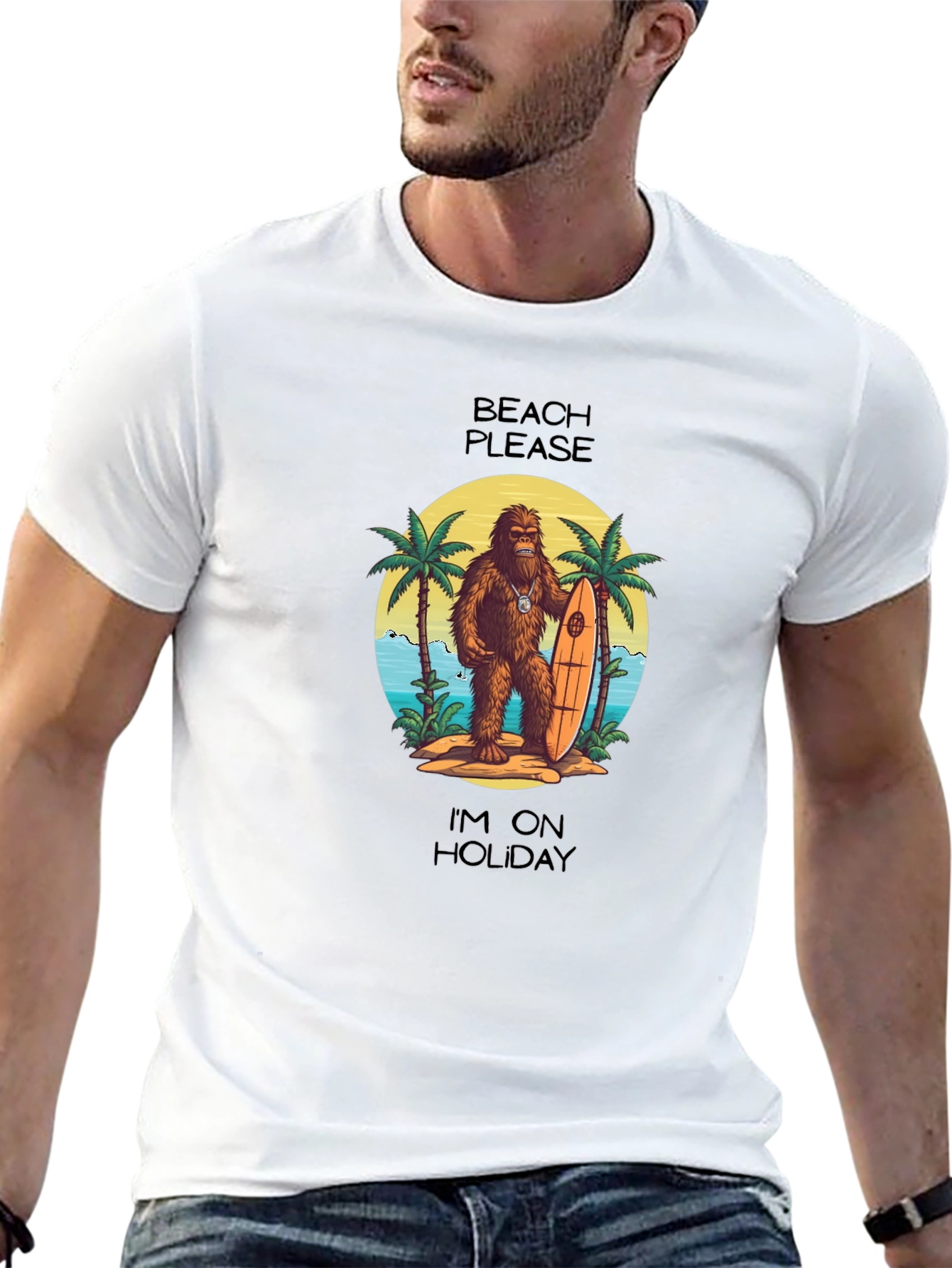 Beach Please T-Shirt: Holiday Sasquatch