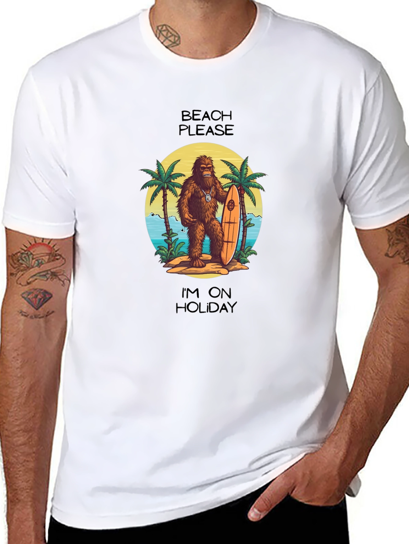 Beach Please T-Shirt: Holiday Sasquatch