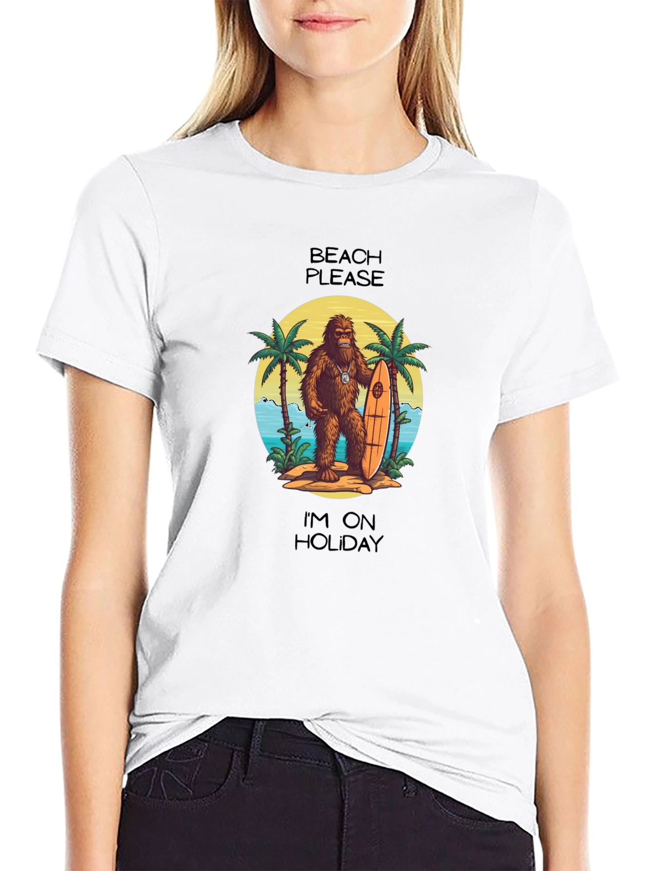 Beach Please T-Shirt: Holiday Sasquatch