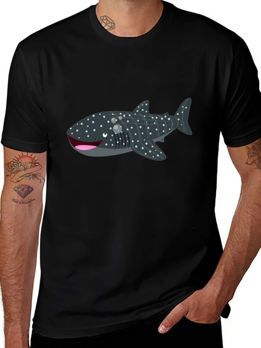 Whale Shark Graphic Tee - Black Cotton T-Shirt