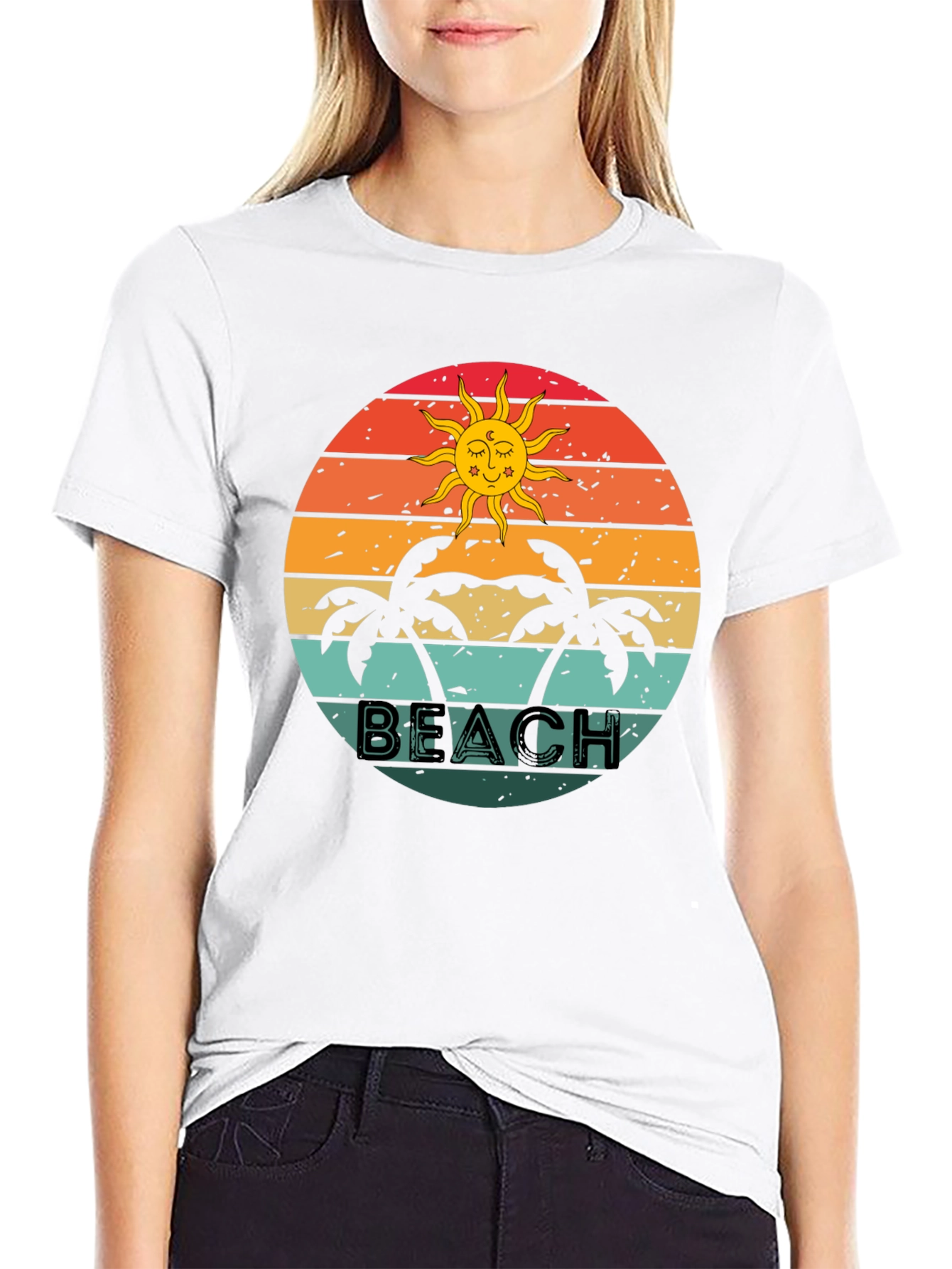 Retro Beach Graphic Tee - Palm Tree Sunset T-Shirt