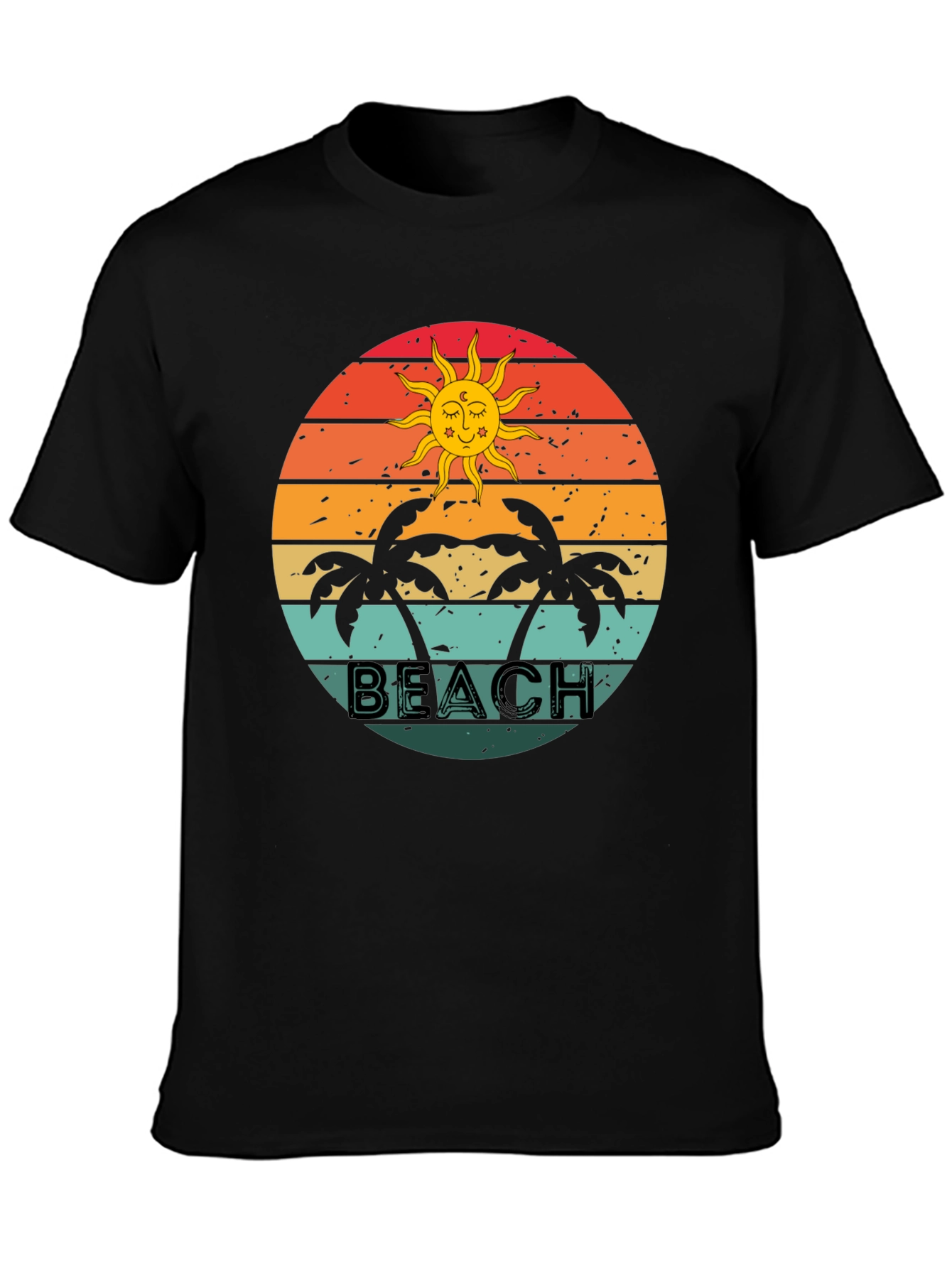 Retro Beach Graphic Tee - Palm Tree Sunset T-Shirt