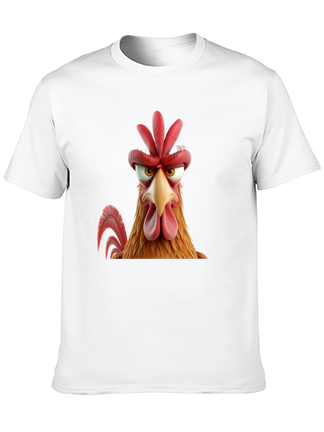 Angry Chicken Cartoon Graphic Print Black T-Shirt