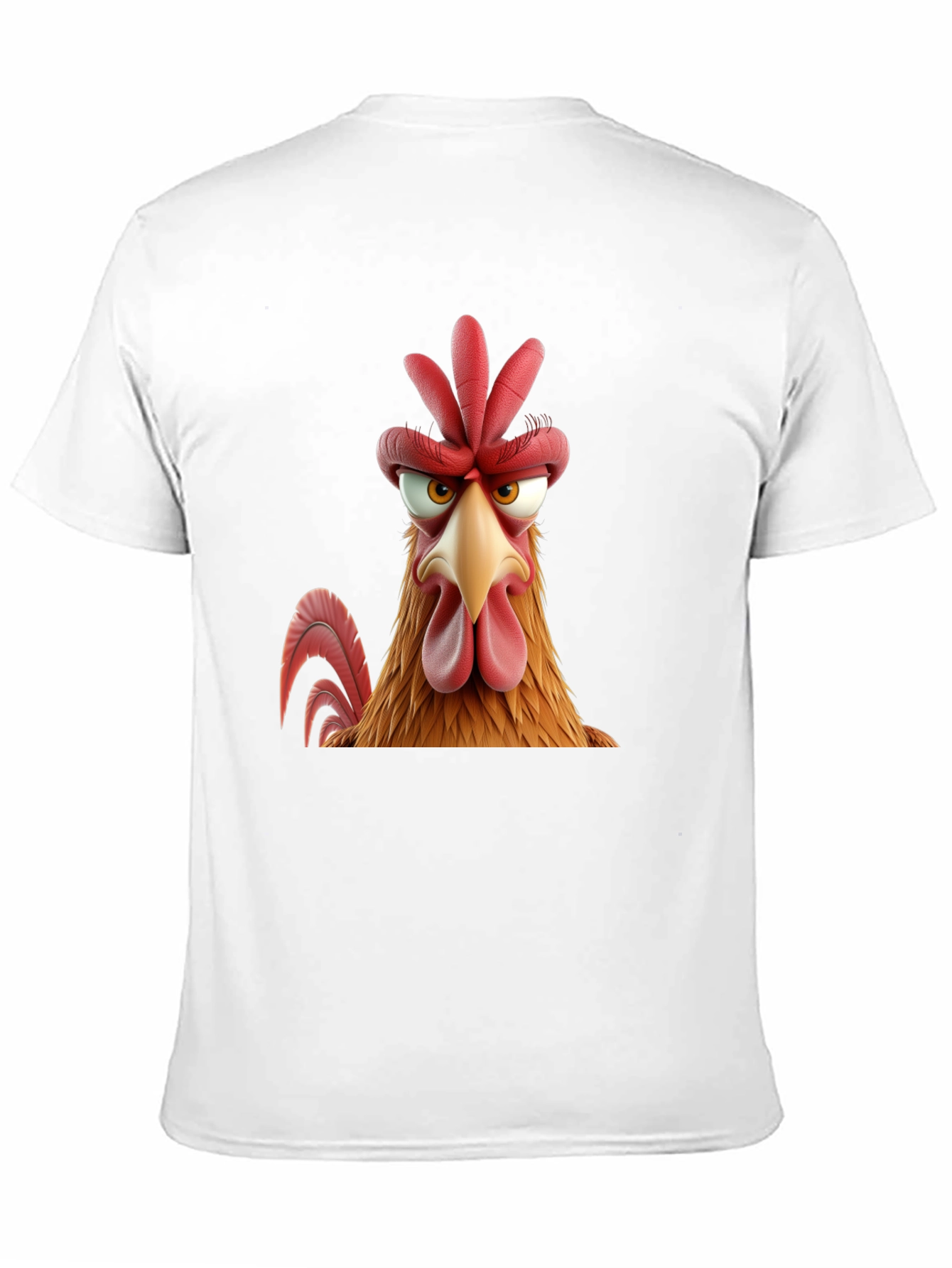 Angry Chicken Cartoon Graphic Print Black T-Shirt