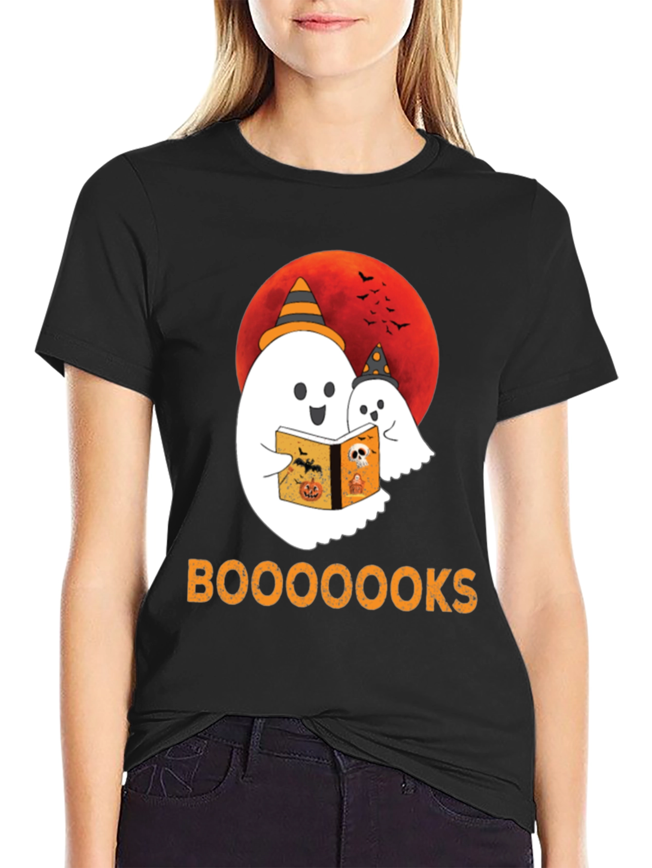 Halloween Ghost Reading Book T-Shirt
