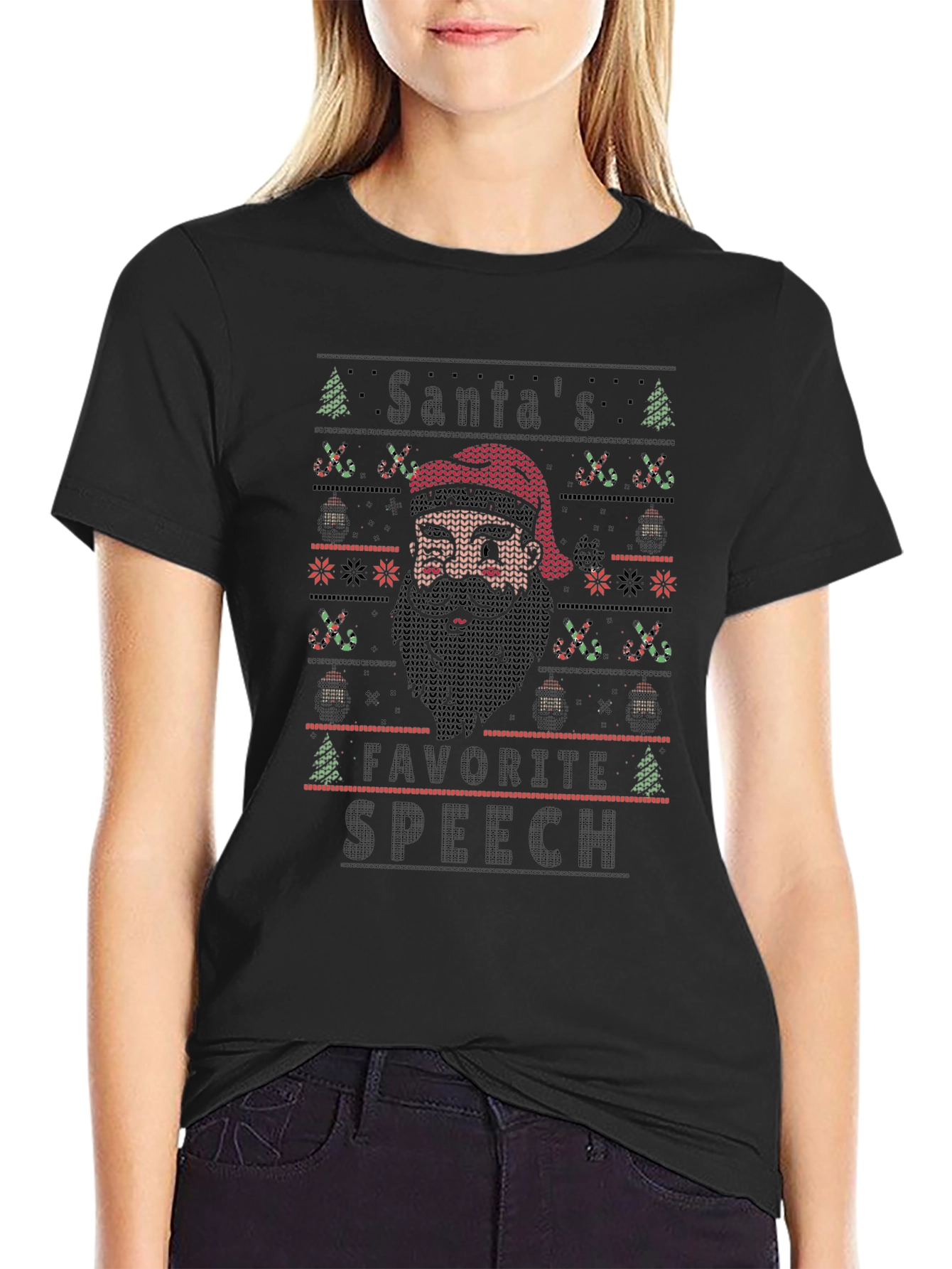 Santas Favorite Speech Ugly Christmas T-Shirt