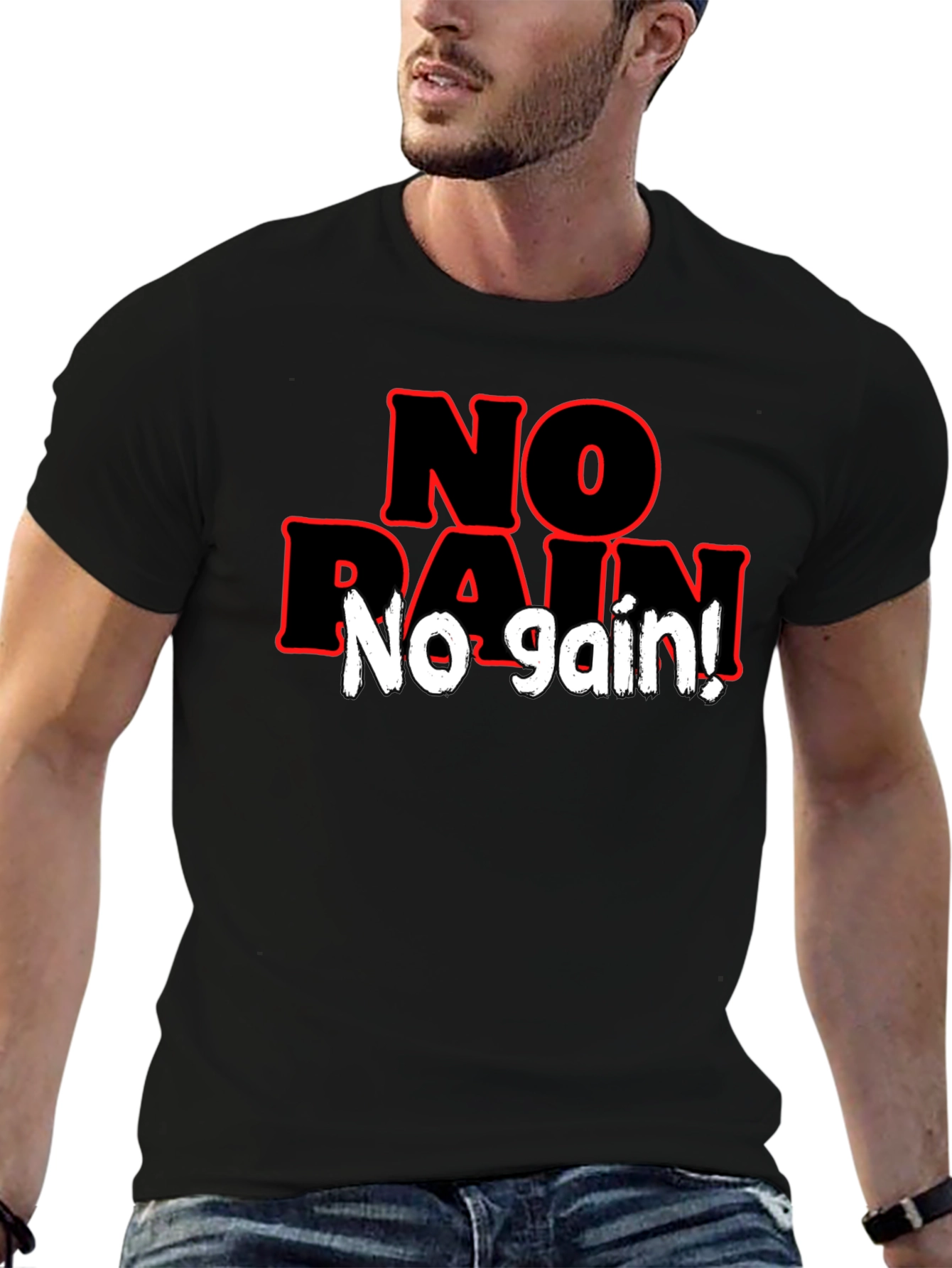 No Pain No Gain Black Graphic T-Shirt
