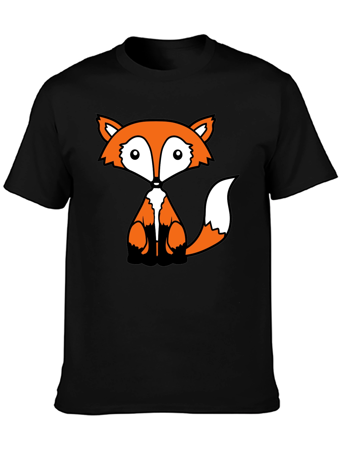 Fox Graphic Black T-Shirt - Cute Cartoon Animal Design