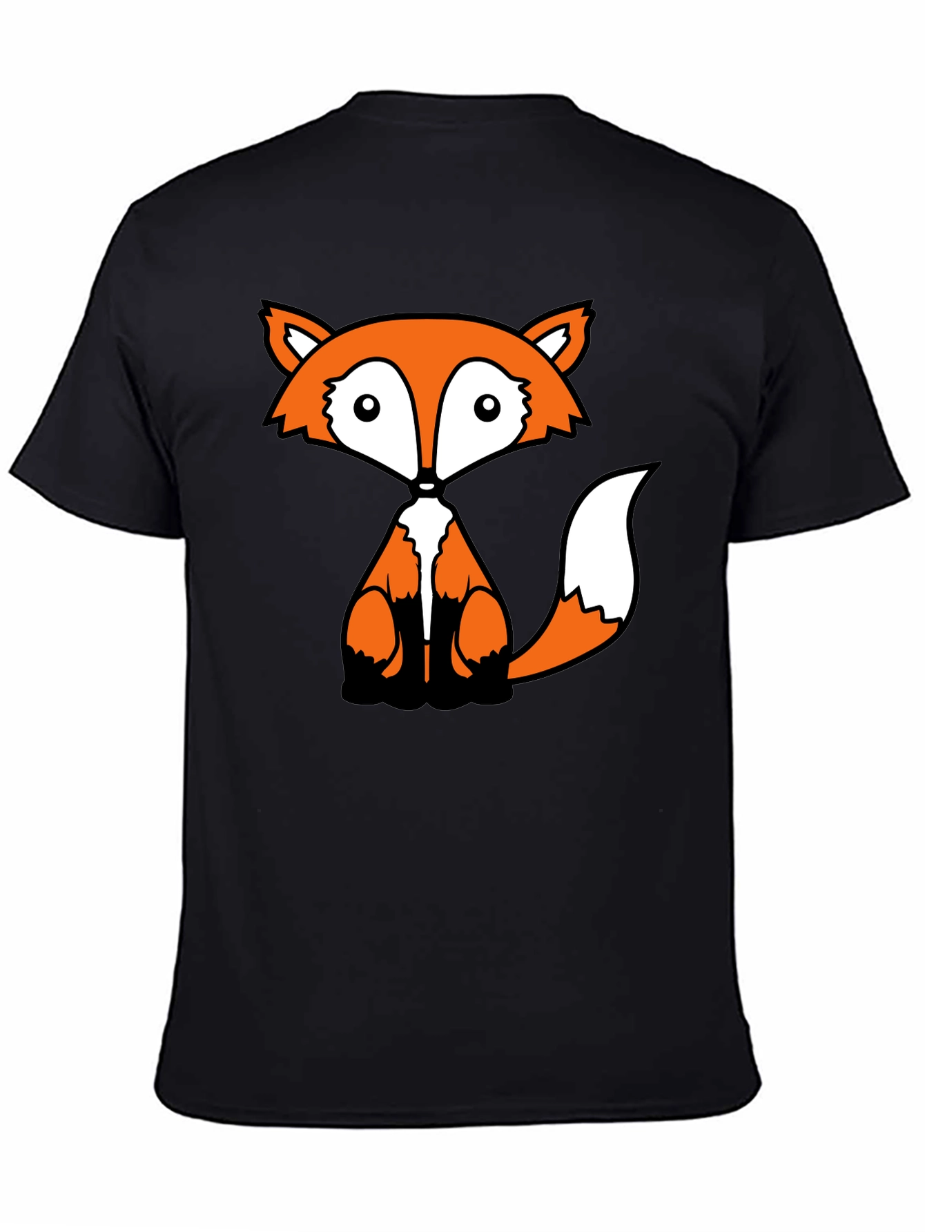 Fox Graphic Black T-Shirt - Cute Cartoon Animal Design