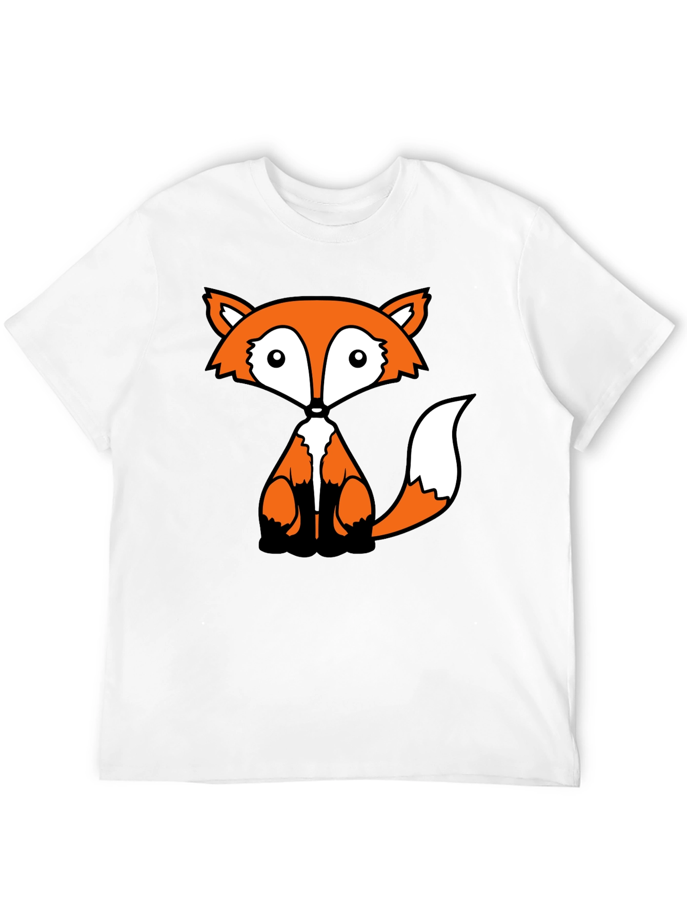 Fox Graphic Black T-Shirt - Cute Cartoon Animal Design