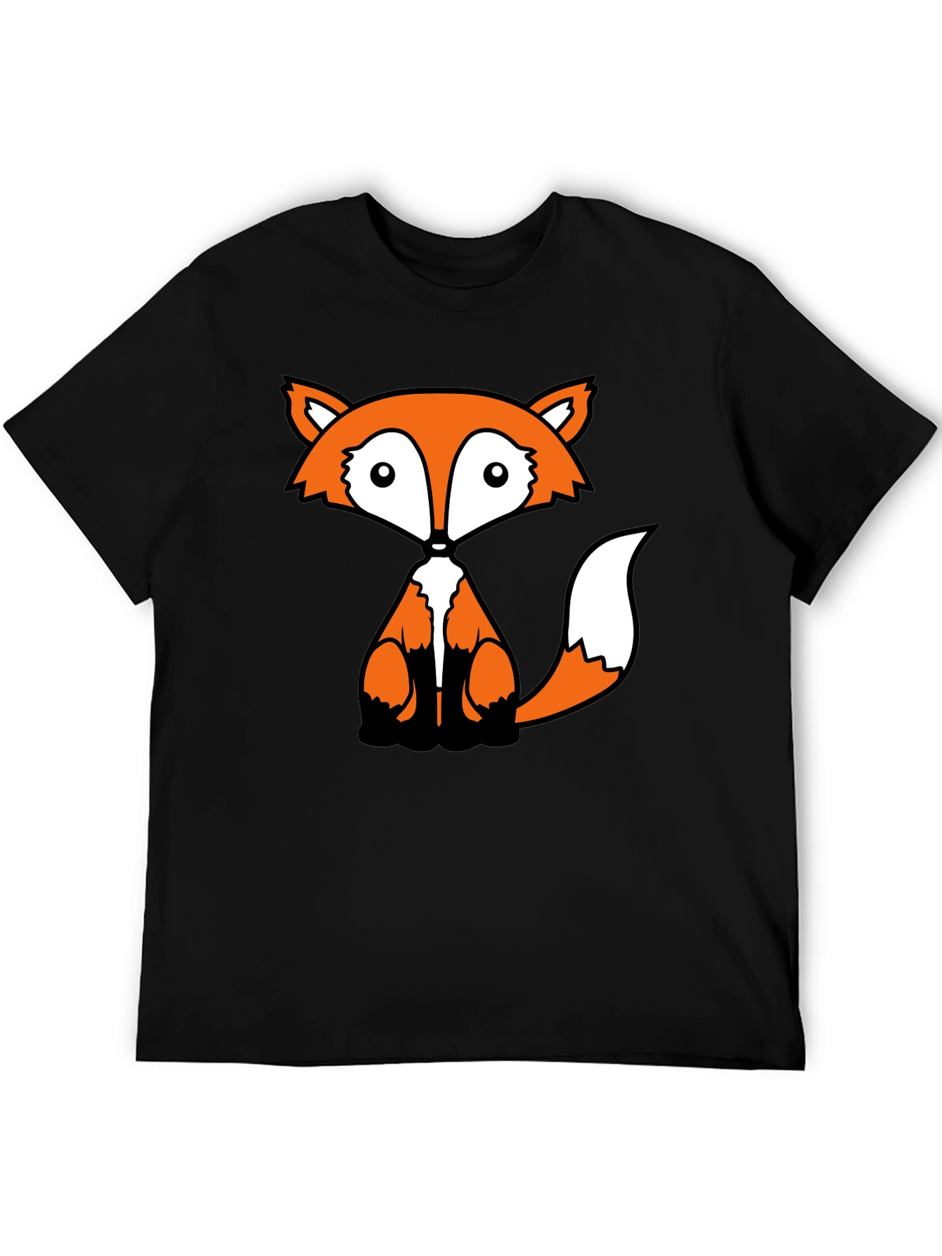 Fox Graphic Black T-Shirt - Cute Cartoon Animal Design