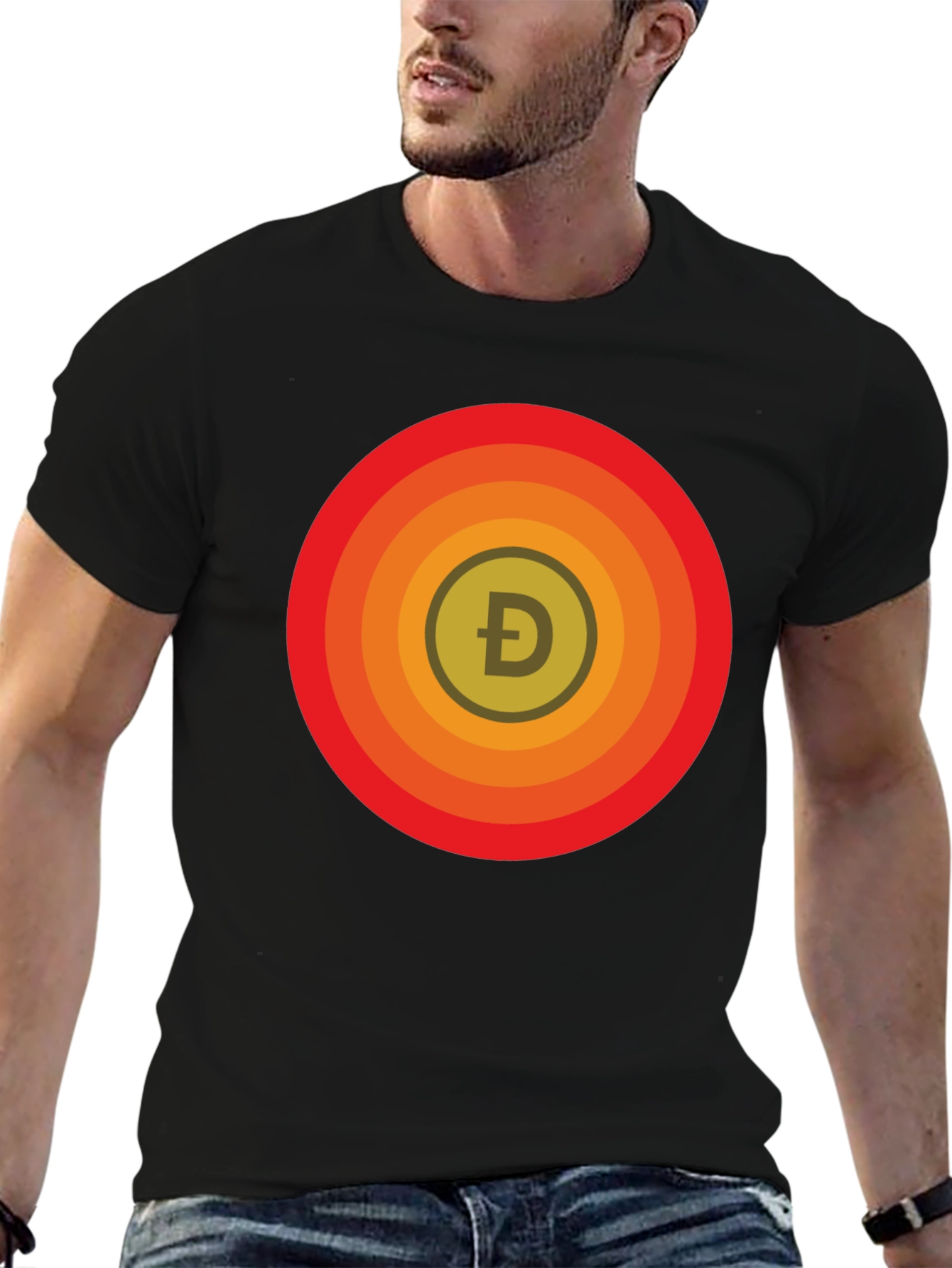 DogeCoin Retro Circle T-Shirt - Modern Crypto Style