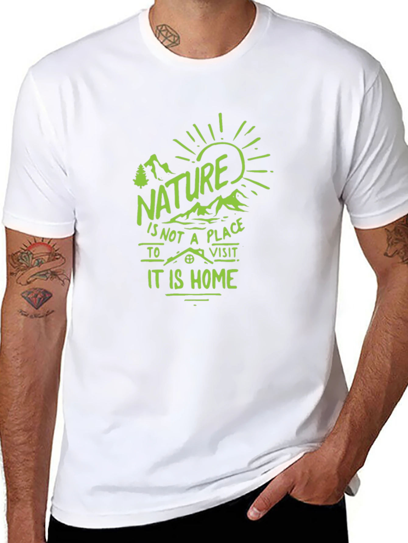 Nature is Home Graphic Tee - Black Cotton T-Shirt