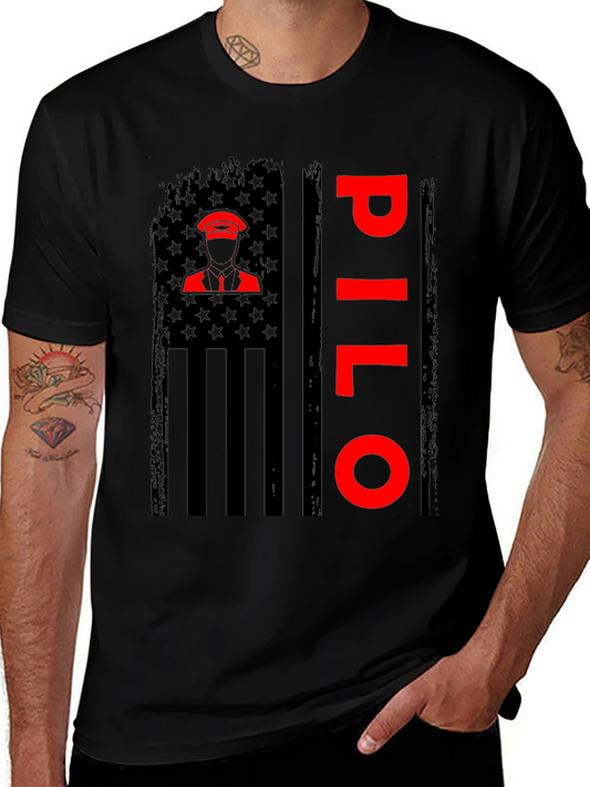 Pilot American Flag T-Shirt - Patriotic Aviation Tee