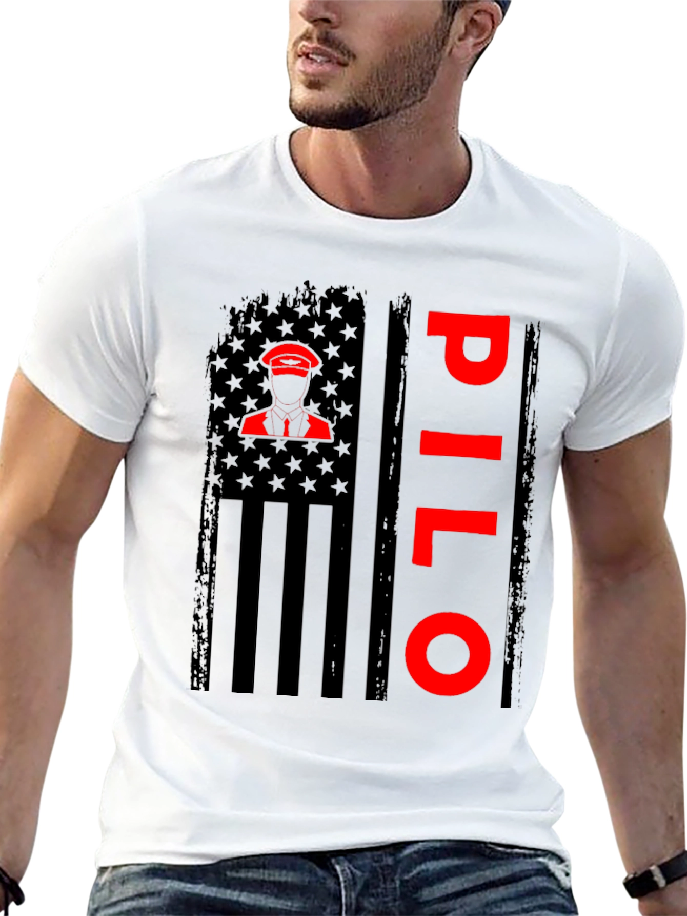 Pilot American Flag T-Shirt - Patriotic Aviation Tee