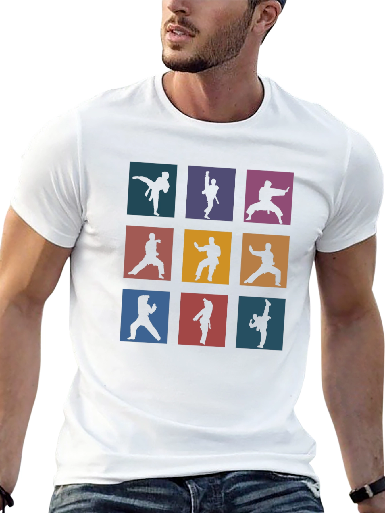 Martial Arts Silhouette Graphic Print T-Shirt