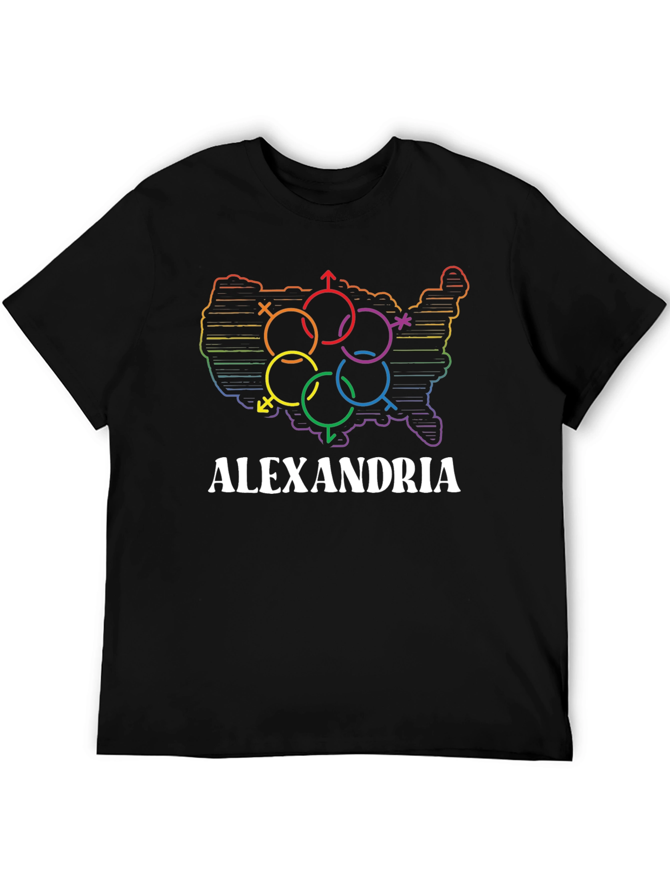 Alexandria LGBT Pride USA Map T-Shirt
