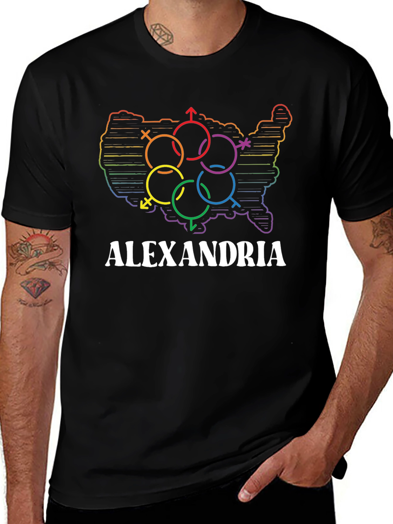 Alexandria LGBT Pride USA Map T-Shirt