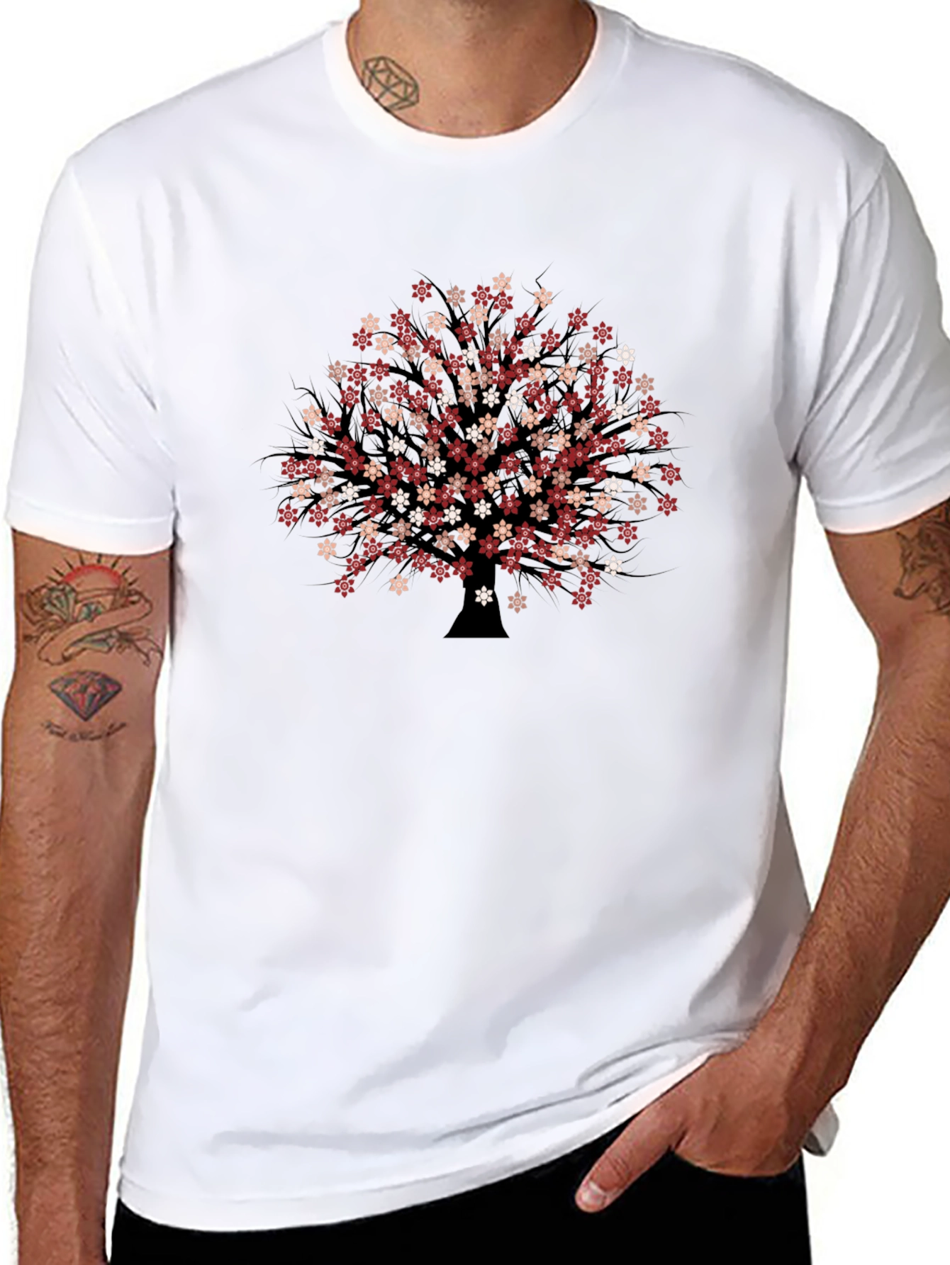 Floral Tree Graphic Black T-Shirt
