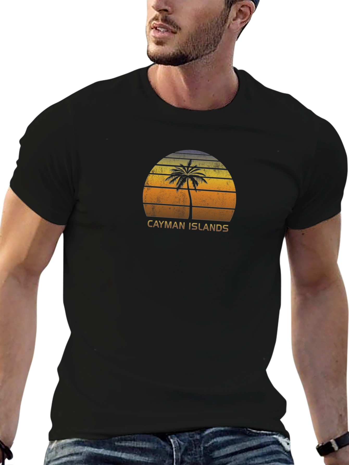 Cayman Islands Palm Sunset T-Shirt - Black
