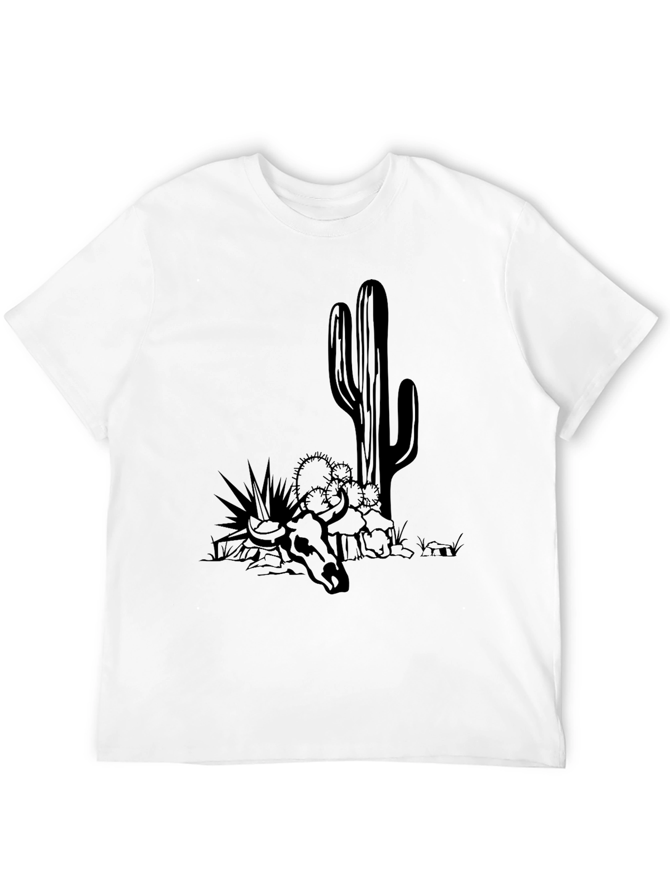 Desert Skull Graphic Tee - Black Cotton T-Shirt