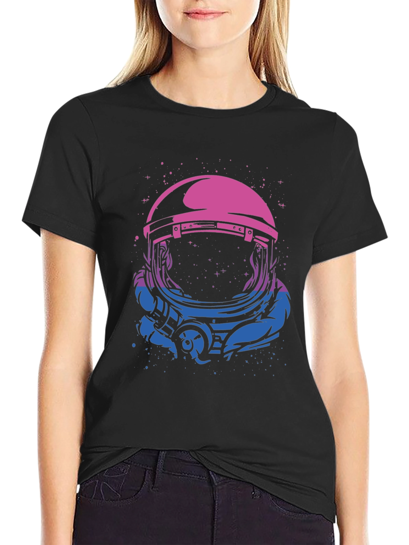 Astronaut Helmet Graphic Tee - Galaxy Design