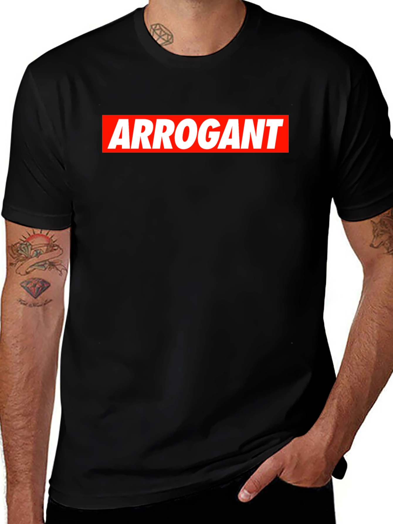 Arrogant Bold Graphic Tee - Mens Black Cotton T-Shirt