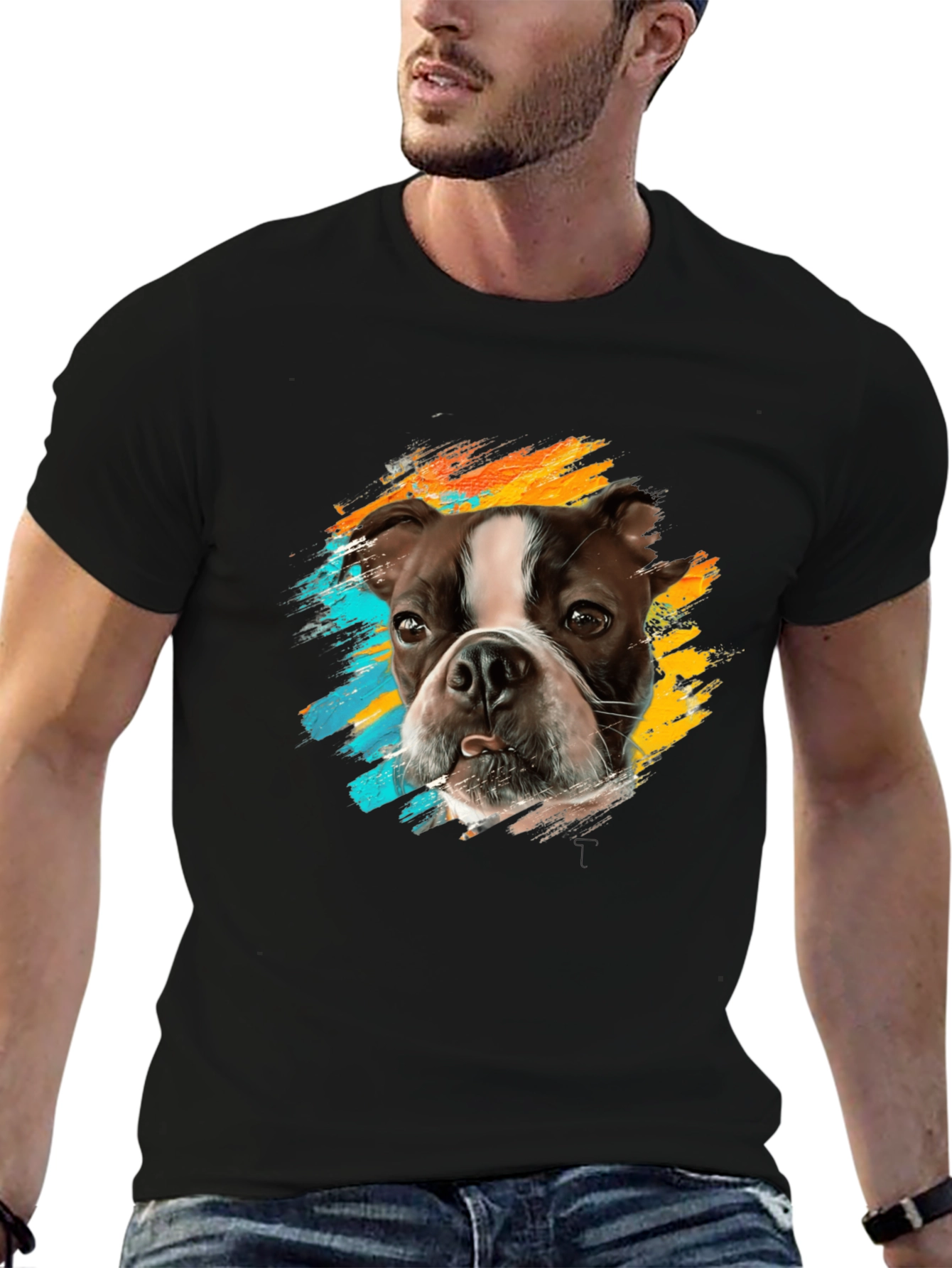 Dog Breed Graphic Print Black T-Shirt