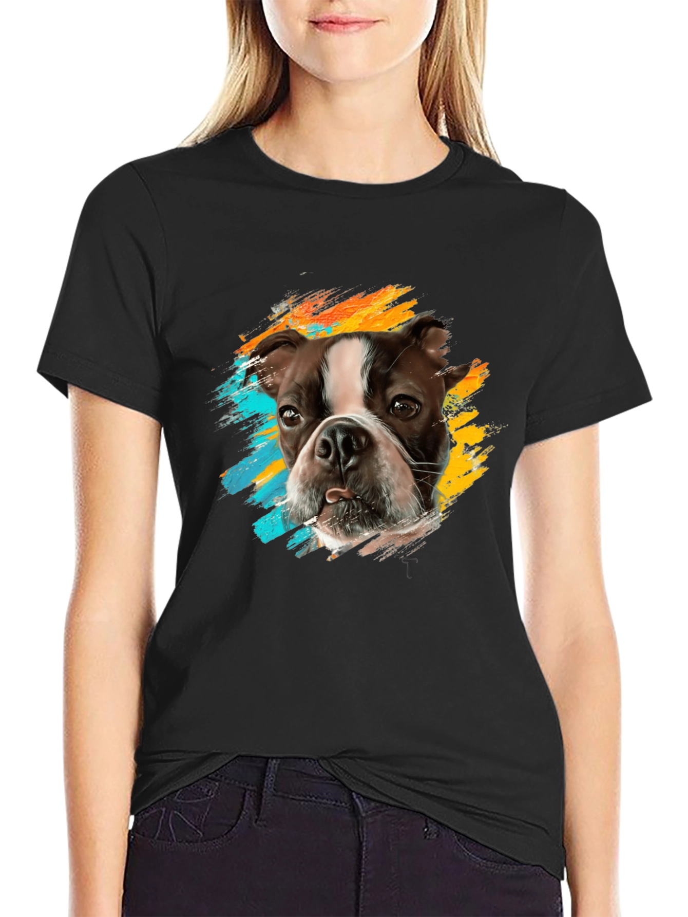 Dog Breed Graphic Print Black T-Shirt