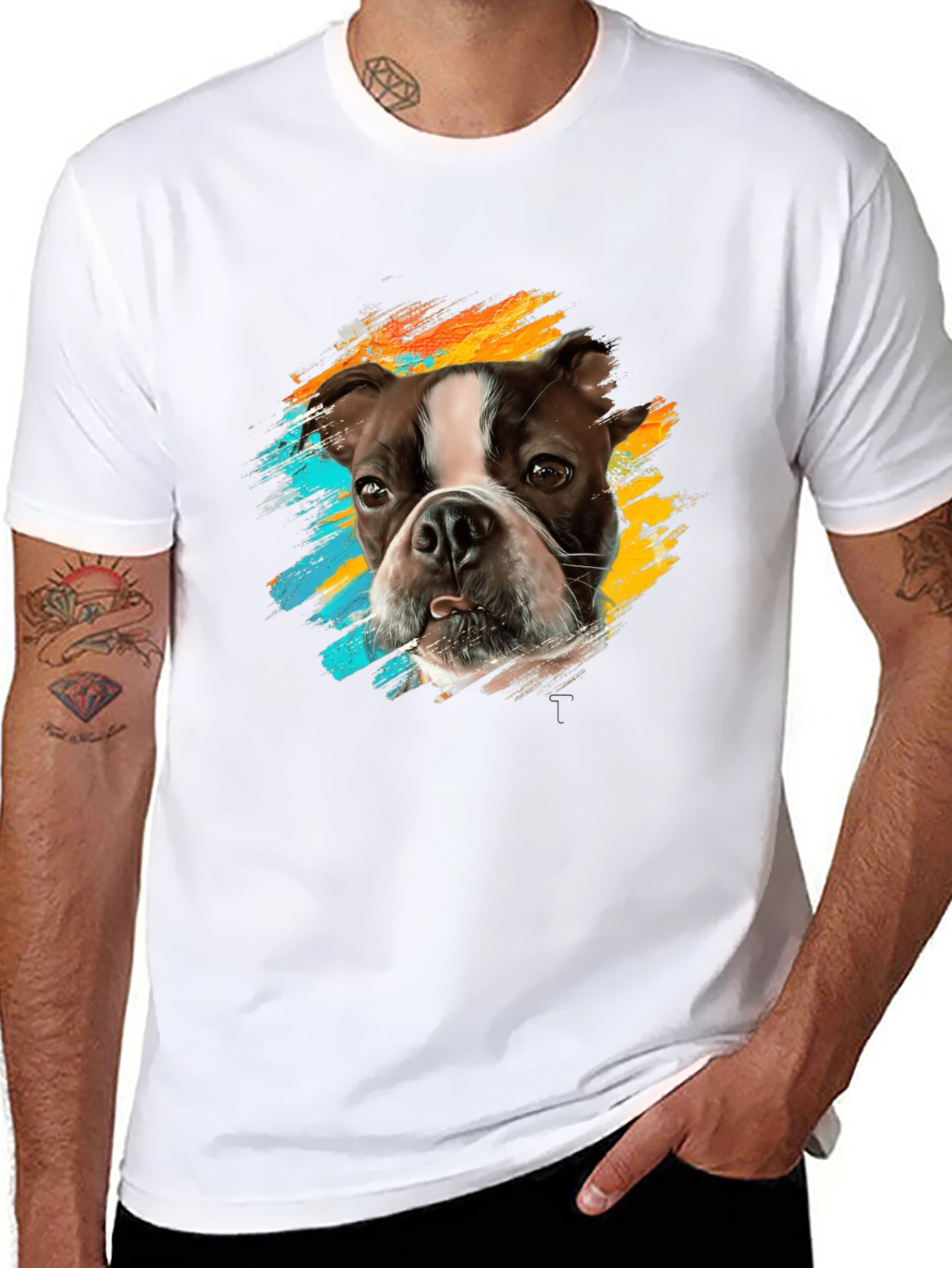 Dog Breed Graphic Print Black T-Shirt